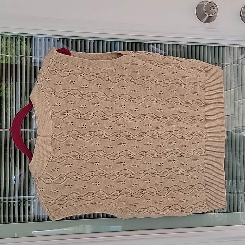 Papaya Sweater Vest V Neck Button Front Tan Sz L NWT - Picture 4 of 7